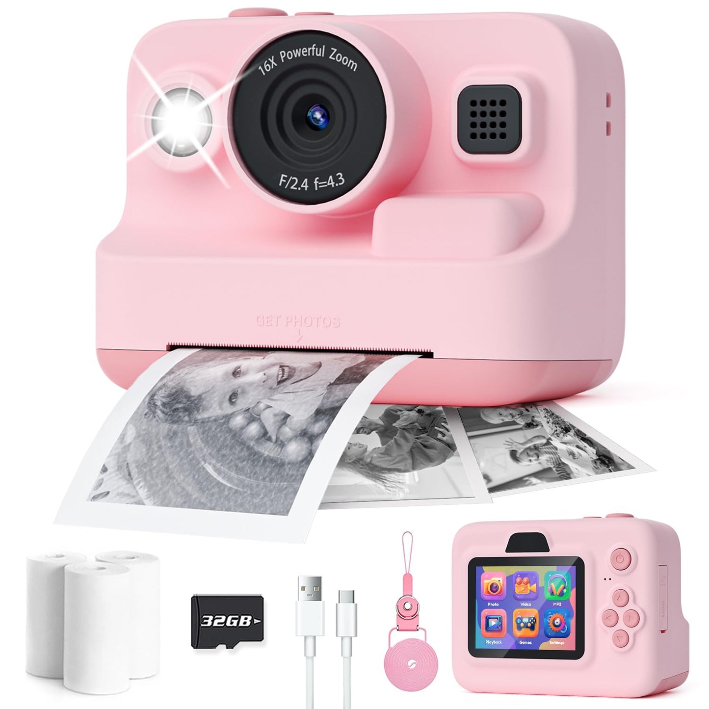 Instant Print Camera for Kids – 1080P Digital & Photo Printer