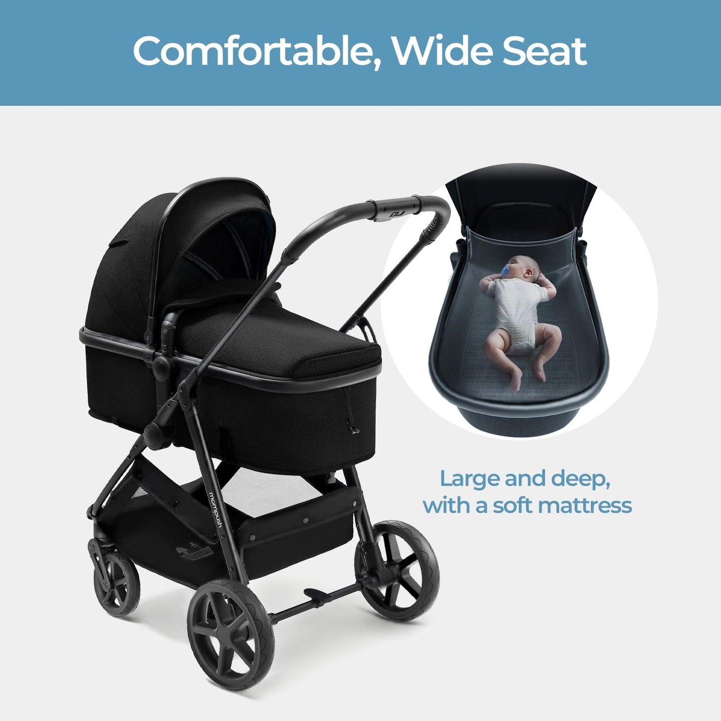 Mompush Wiz 2-in-1 Baby Stroller with Bassinet & Reversible Seat