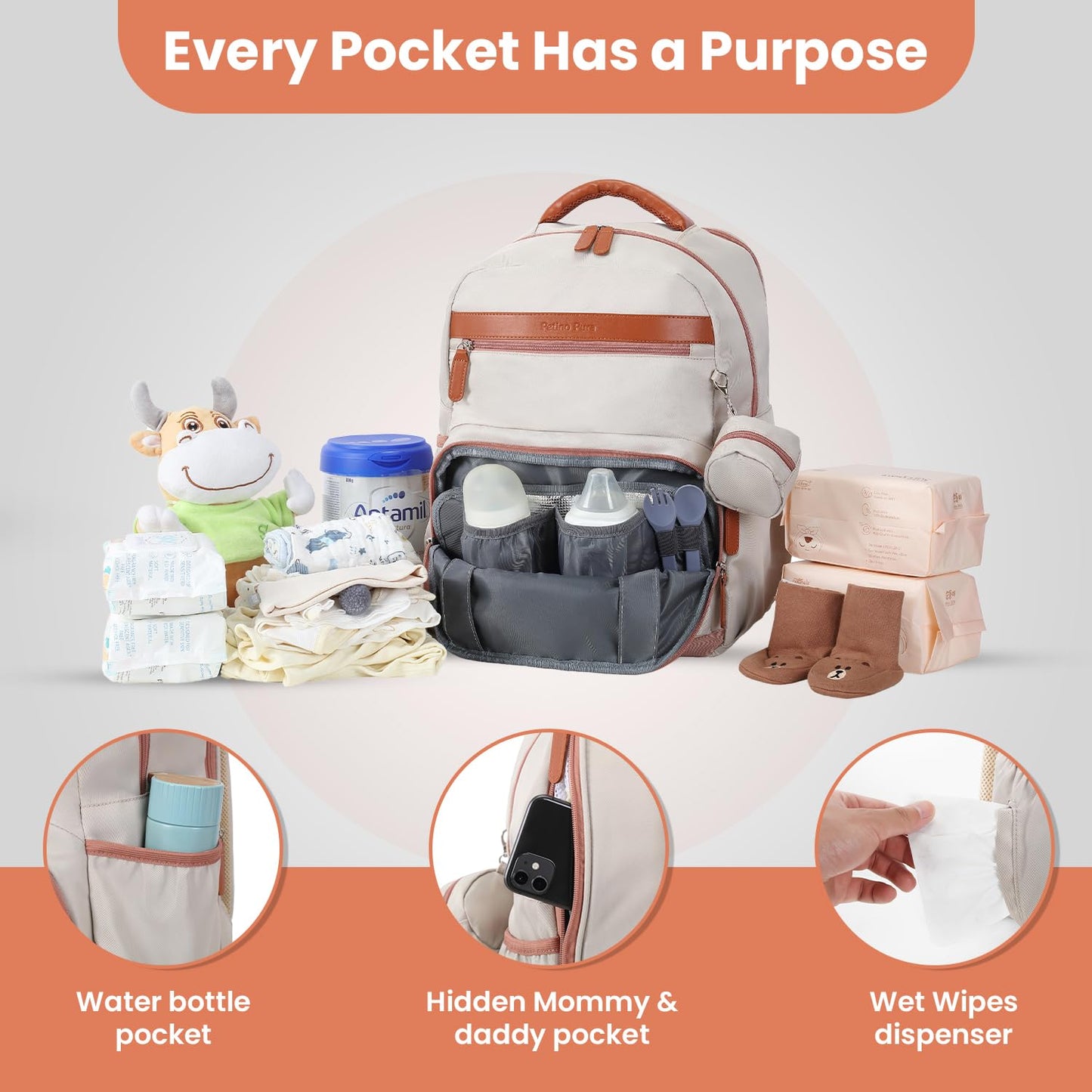 Diaper Bag Backpack with Changing Station – 28L Travel Organizer