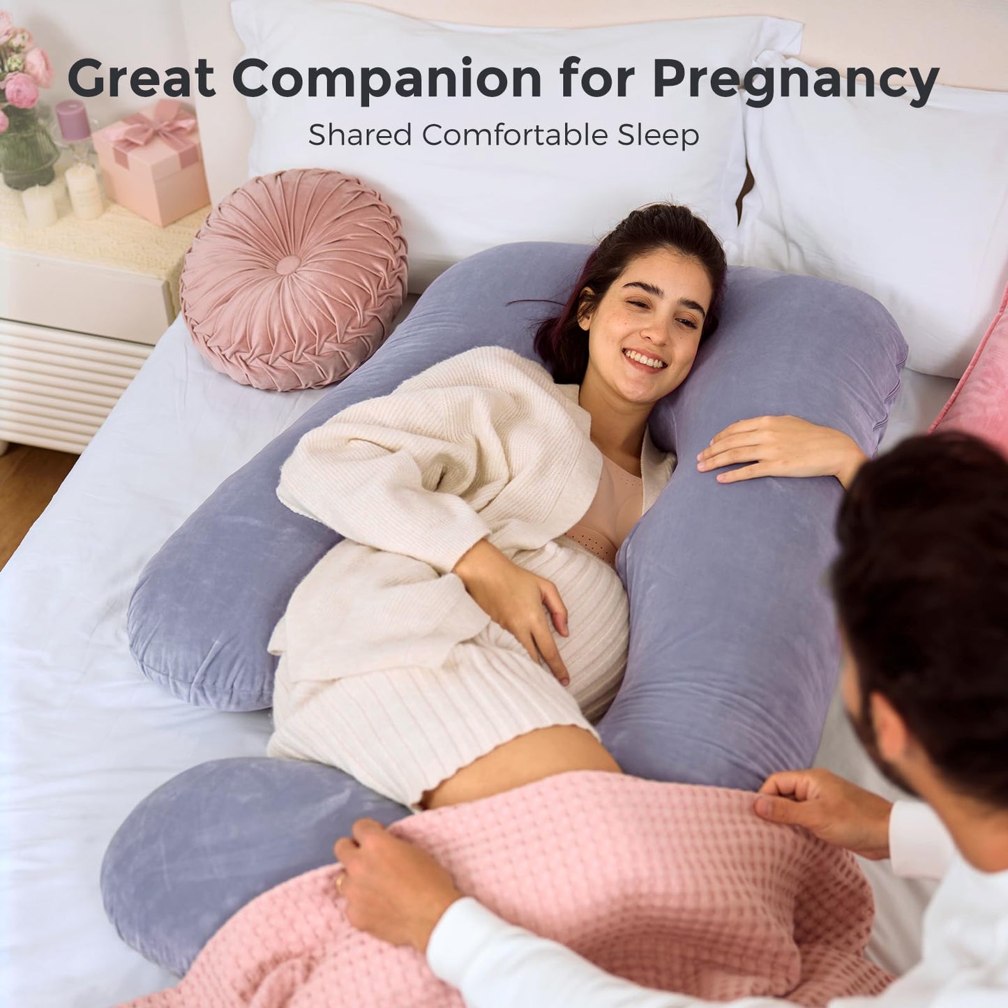 Momcozy Pregnancy Pillow – U-Shaped Full Body Maternity Support