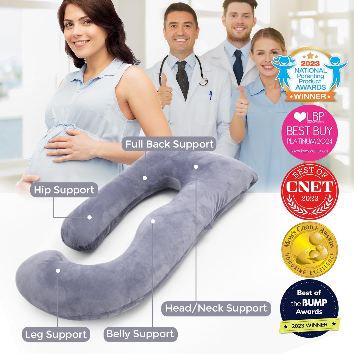 Momcozy Pregnancy Pillow – U-Shaped Full Body Maternity Support