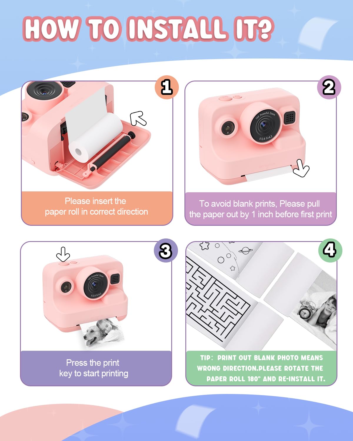 Instant Print Camera for Kids – 1080P Digital & Photo Printer