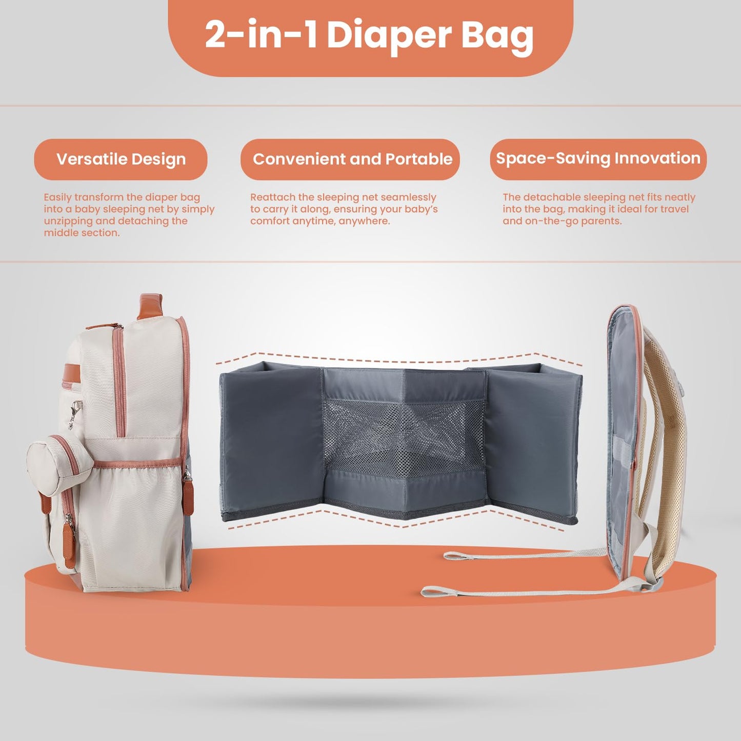 Diaper Bag Backpack with Changing Station – 28L Travel Organizer
