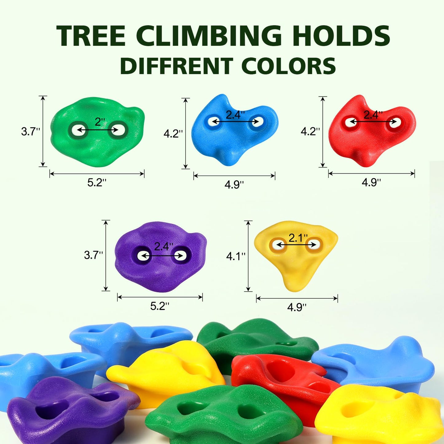 TOPNEW Ninja Tree Climbing Holds – 12 Rock Grips with 6 Straps