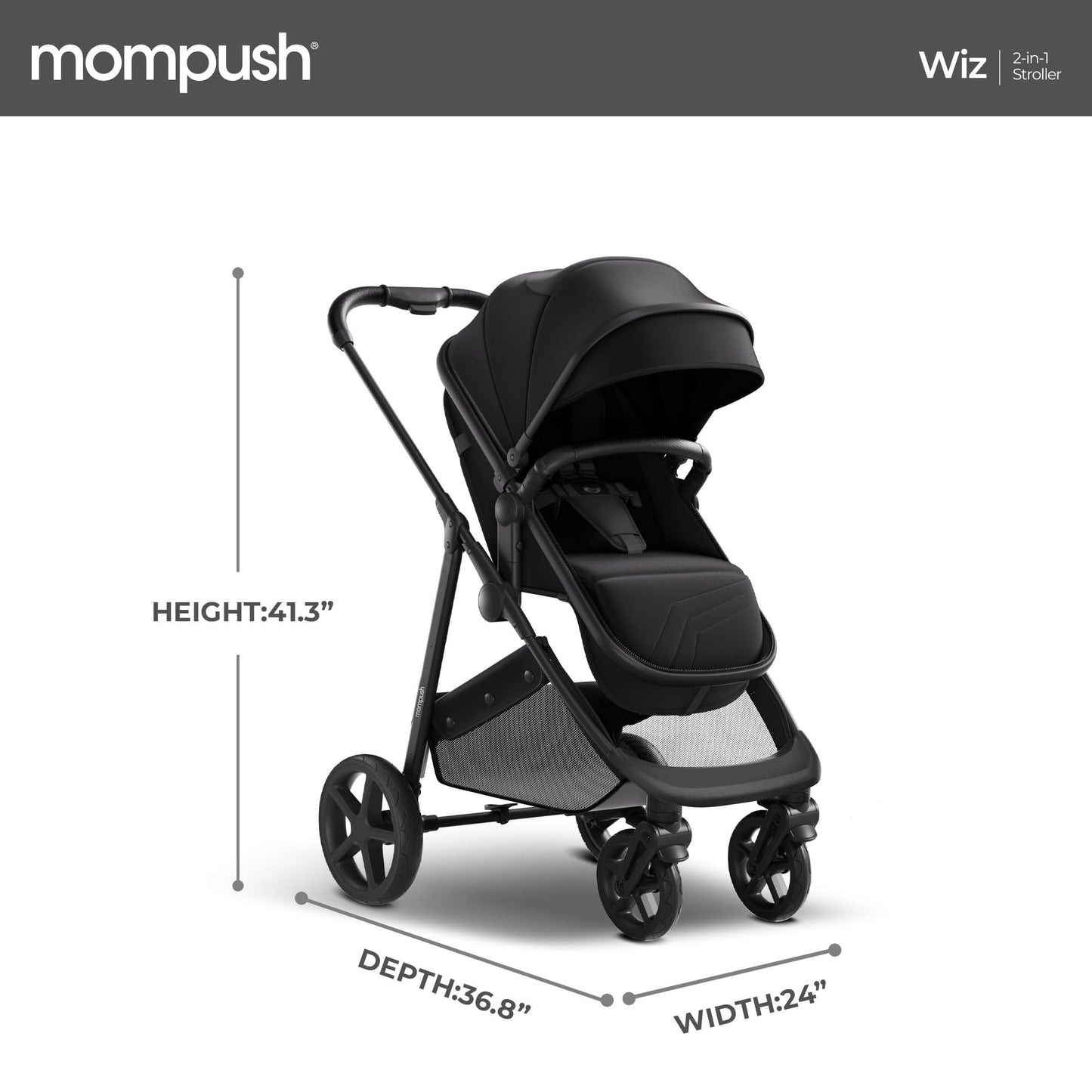 Mompush Wiz 2-in-1 Baby Stroller with Bassinet & Reversible Seat