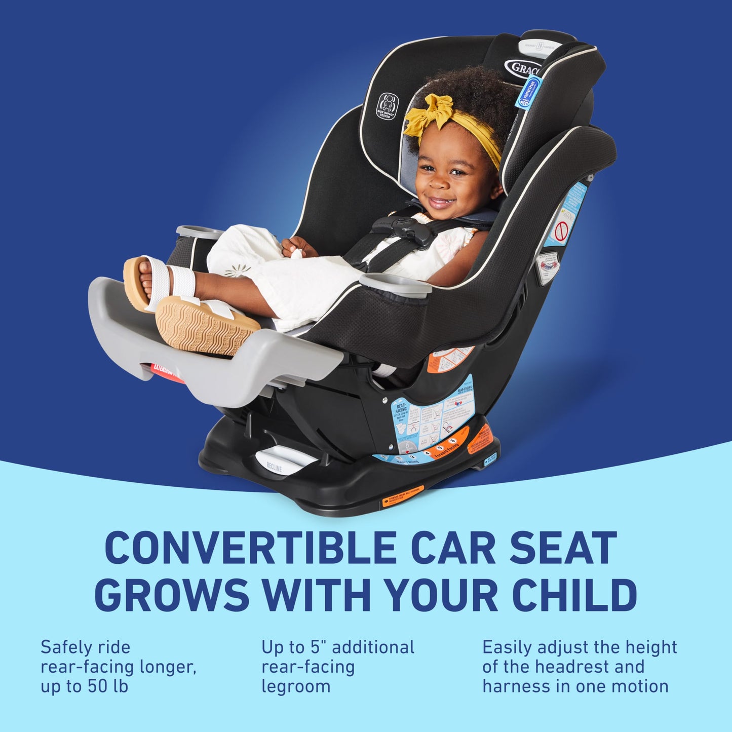 Graco Extend2Fit Kenzie Convertible Car Seat (Infant to Toddler, 4–65 lb)
