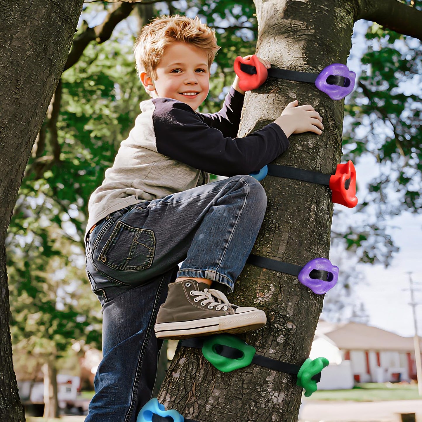 TOPNEW Ninja Tree Climbing Holds – 12 Rock Grips with 6 Straps