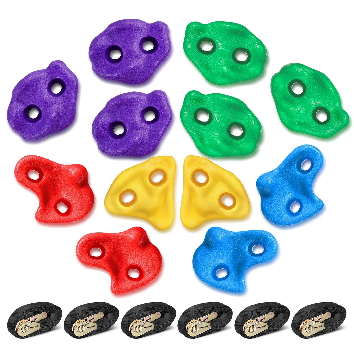 TOPNEW Ninja Tree Climbing Holds – 12 Rock Grips with 6 Straps