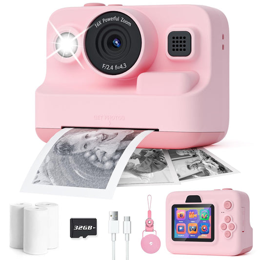 Instant Print Camera for Kids – 1080P Digital & Photo Printer