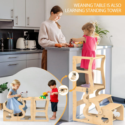 Toddler Kitchen Helper Tower – Montessori 3-in-1 Wooden Step Stool