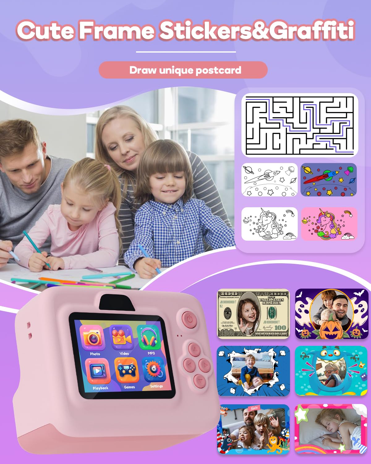 Instant Print Camera for Kids – 1080P Digital & Photo Printer