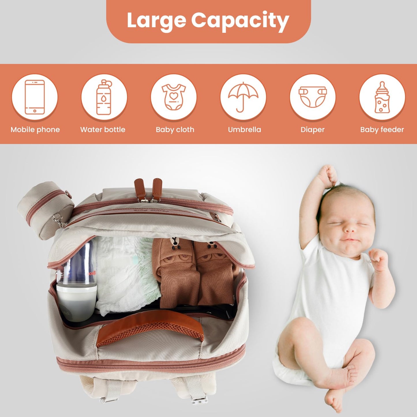 Diaper Bag Backpack with Changing Station – 28L Travel Organizer