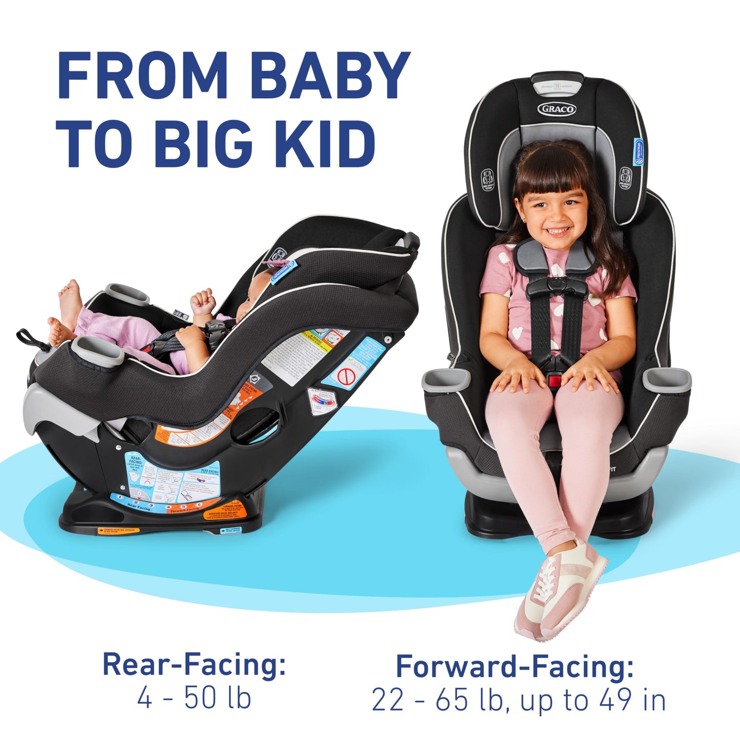 Graco Extend2Fit Kenzie Convertible Car Seat (Infant to Toddler, 4–65 lb)